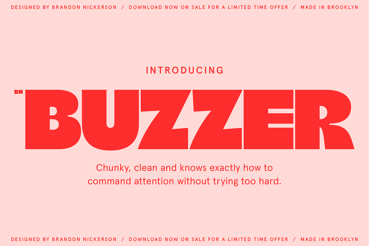 BN Buzzer Sans Serif Display Font, a Sans Serif Font by Bnick (Photo 1 of 18)