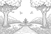 Garden Fountain Coloring Pages, an Illustration by jahid234 (Thumbnail 3 of 7)