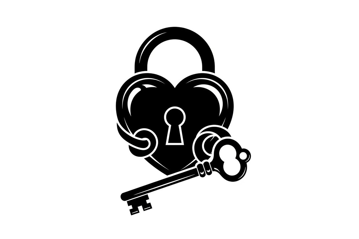 Heart Lock and Key Silhouette Icons, an Illustration by Designer_Momina (Photo 12 of 51)
