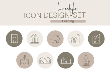 Linestyle Icon Design Set Building, an Outline Icon by pepulousdsg