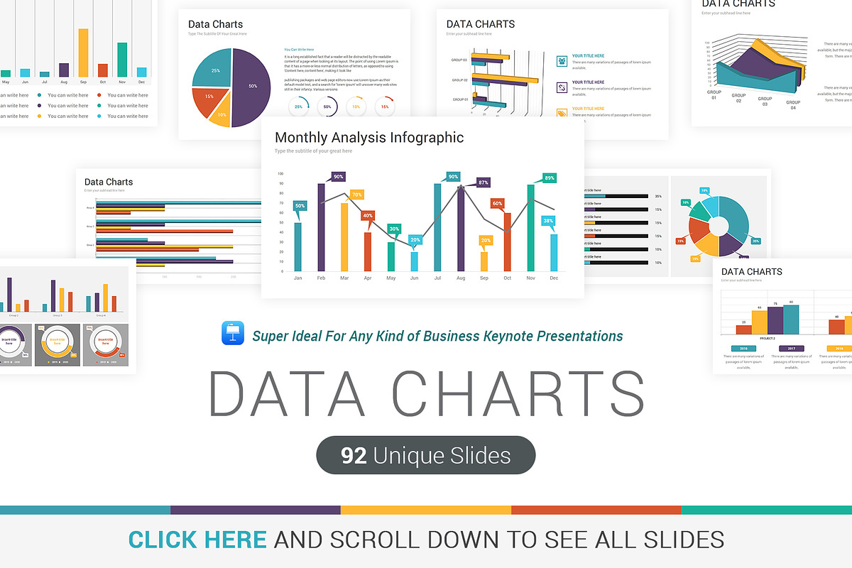 Data Charts Keynote Template, a Presentation Template by SlideOne (Photo 1 of 2)