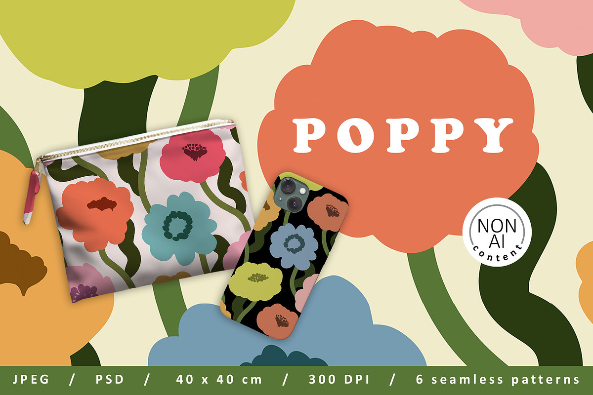 Poppy. Seamless pattern, a Pattern Graphic by emeraldthue (Photo 1 of 7)