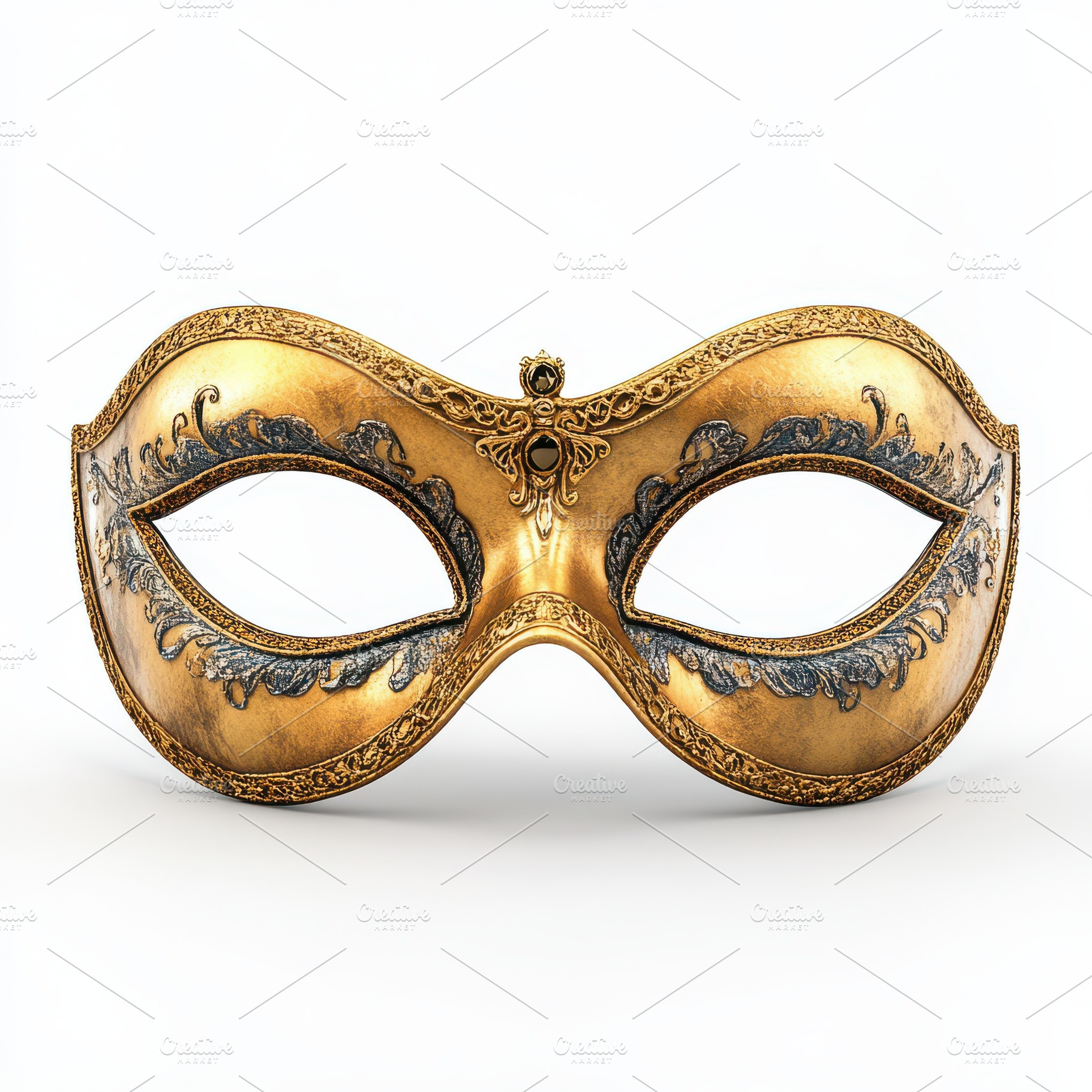 Realistic gold masquerade mask on tr, a Beauty & Fashion Photo by Pixeness Studio