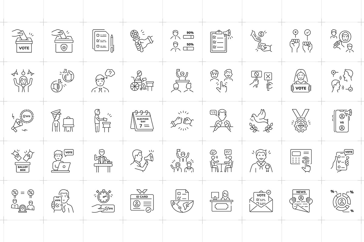 Voting and Election Icon Set, an Outline Icon by Prosymbols (Photo 4 of 5)