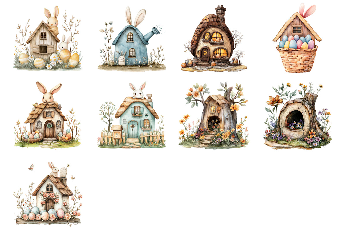 Easter Bunny House Clipart, an Illustration by Design Market (Photo 2 of 3)