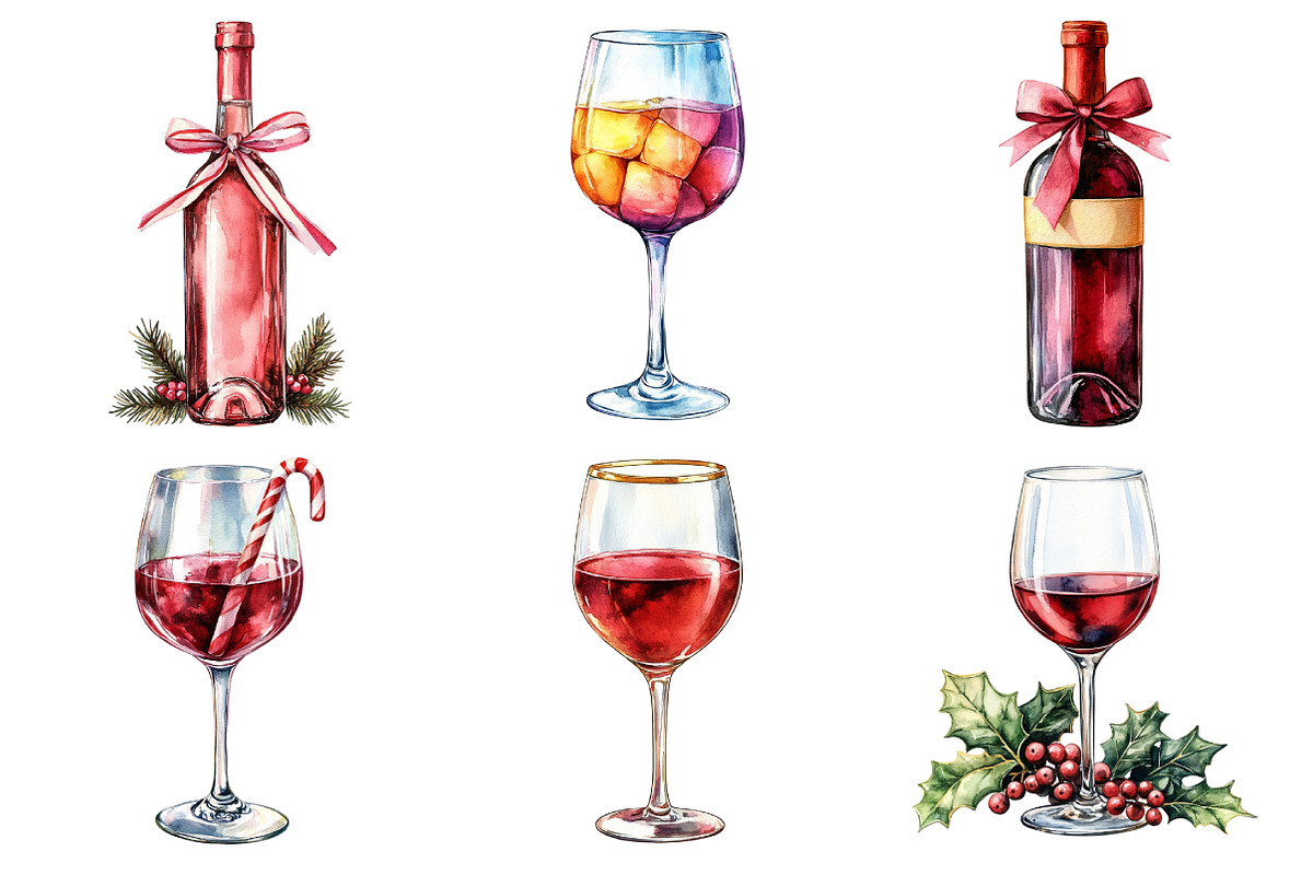 Christmas Red Wine Clipart, an Illustration by Daily.Designs (Photo 4 of 5)