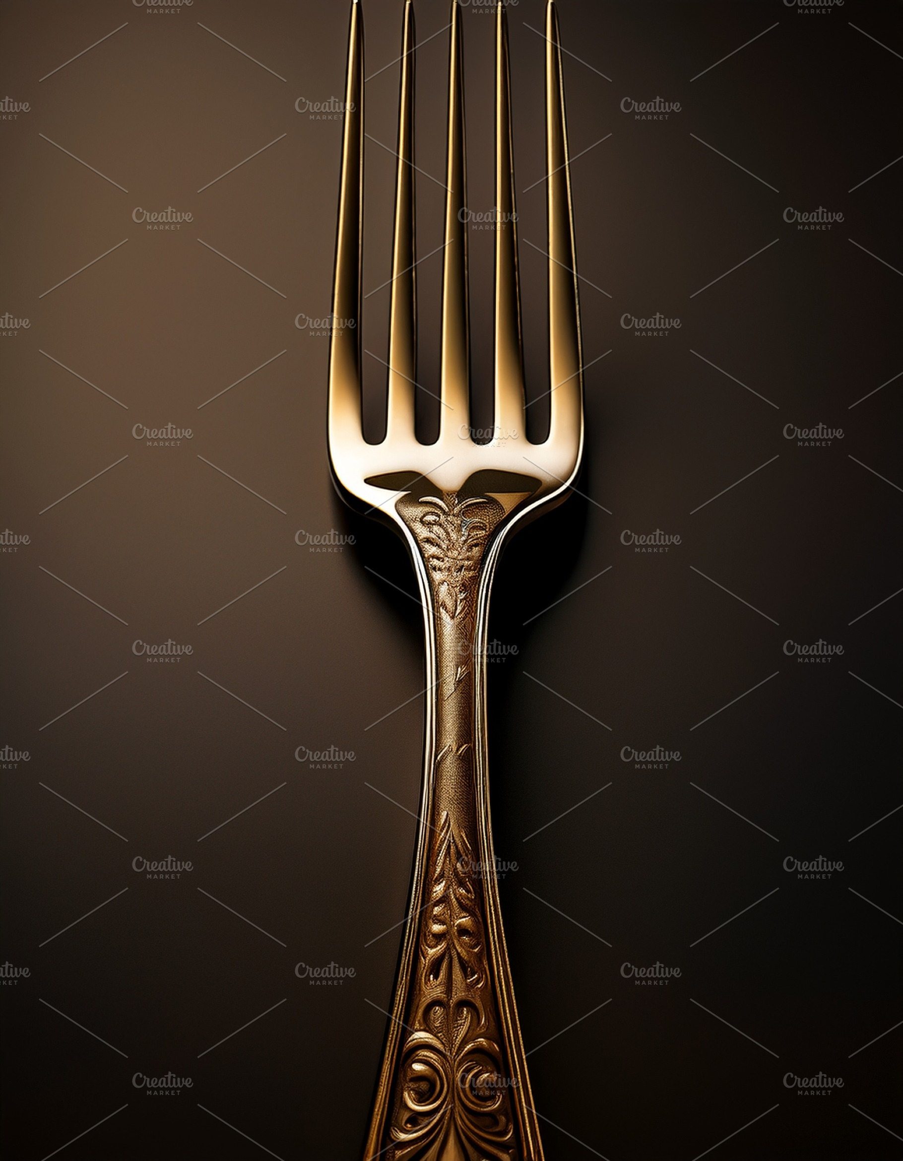 gold fork tool AI generated, a Photo by WorldOfPhotos