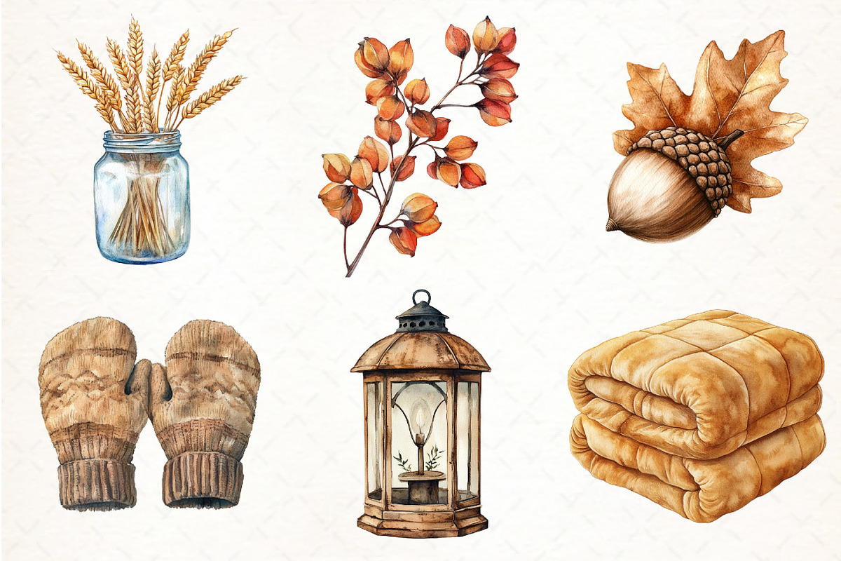 Watercolor Neutral Autumn Clipart, an Illustration by Pixels.Craft (Photo 2 of 6)