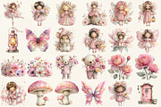 Watercolor Fairy Garden Clipart, an Illustration by DreamCafeArt (Thumbnail 2 of 6)