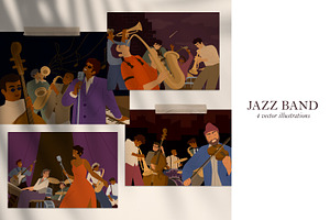 Musicians playing jazz in band set, a Person Illustration by Good Studio