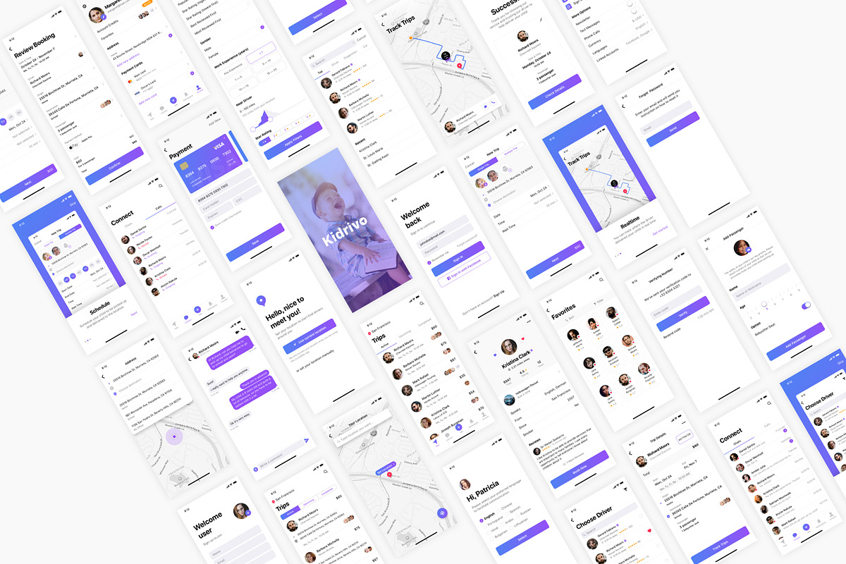 Kids Driving Service App, an UI Kit Template by flr.24 (Photo 2 of 2)