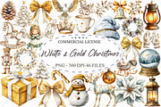 White & Gold Christmas Clipart, an Illustration by designcity5 (Thumbnail 1 of 5)