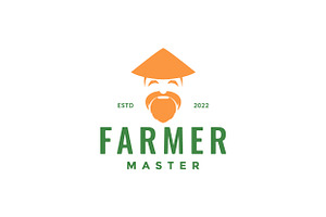 Head Old Man Farmer Master Logo