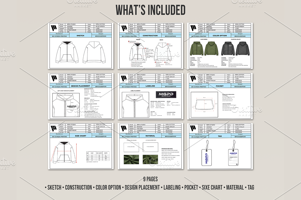 Streetwear Hoodie Tech Pack Template, a Presentation Template by std.badboy (Photo 2 of 3)