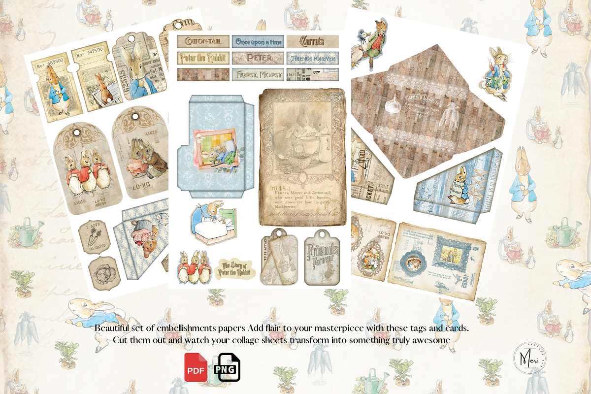 PETER RABBIT Junk Journal Kit, a Decorative Illustration by meribela (Photo 5 of 6)