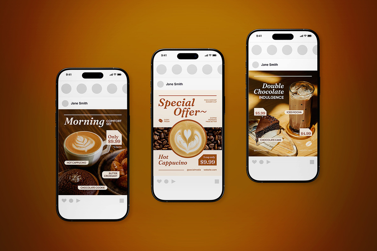 Coffee Shop Social Media Post Pack, a Flyer Template by The Good Store (Photo 4 of 4)