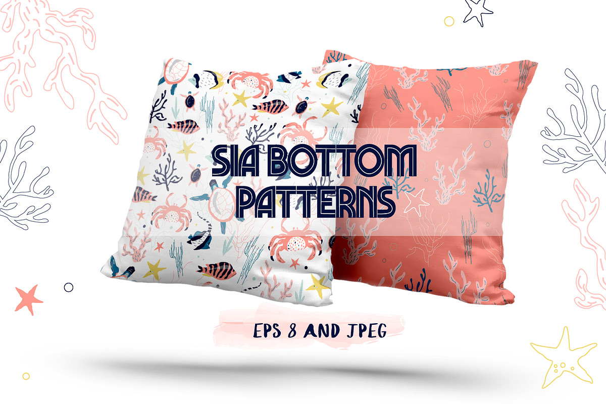 8 cute sea bottom patterns, a Pattern Graphic by narinadraban (Photo 1 of 4)