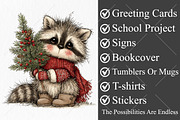 Whimsical Raccoons Christmas Clipart, a Seasonal Illustration by Canvas Craft (Thumbnail 3 of 10)