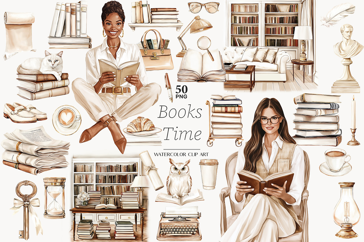 Cozy Reading Nook Clipart, a Person Illustration by GlamArtZhanna (Photo 1 of 8)
