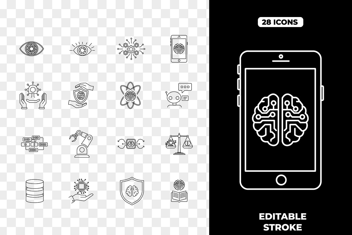 AI Machine Learning Outline Icons, an Emoji Icon by Unique Design Team (Photo 2 of 3)