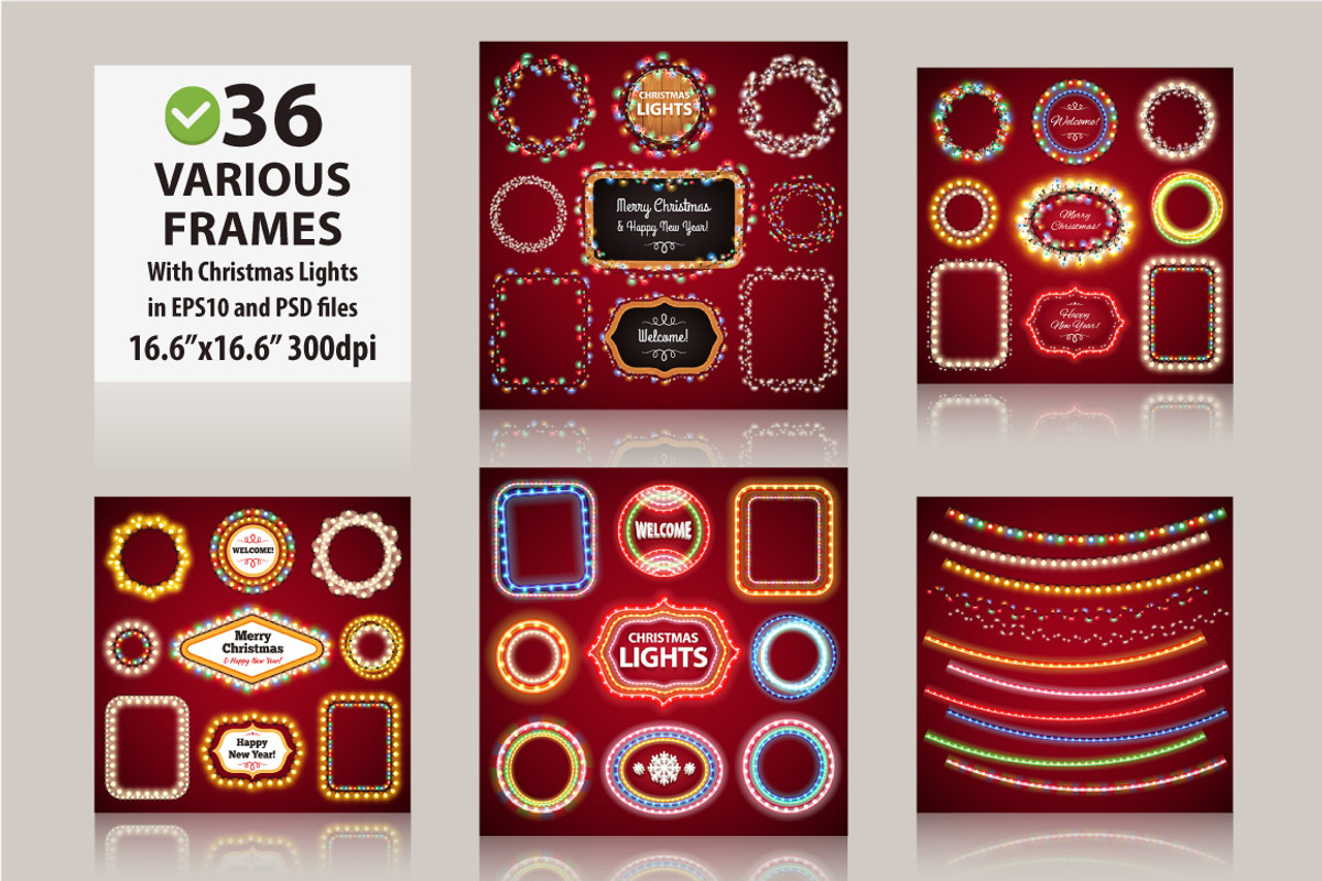 Christmas Lights Decorations Set, a Decorative Illustration by Voysla's Shop (Photo 2 of 12)