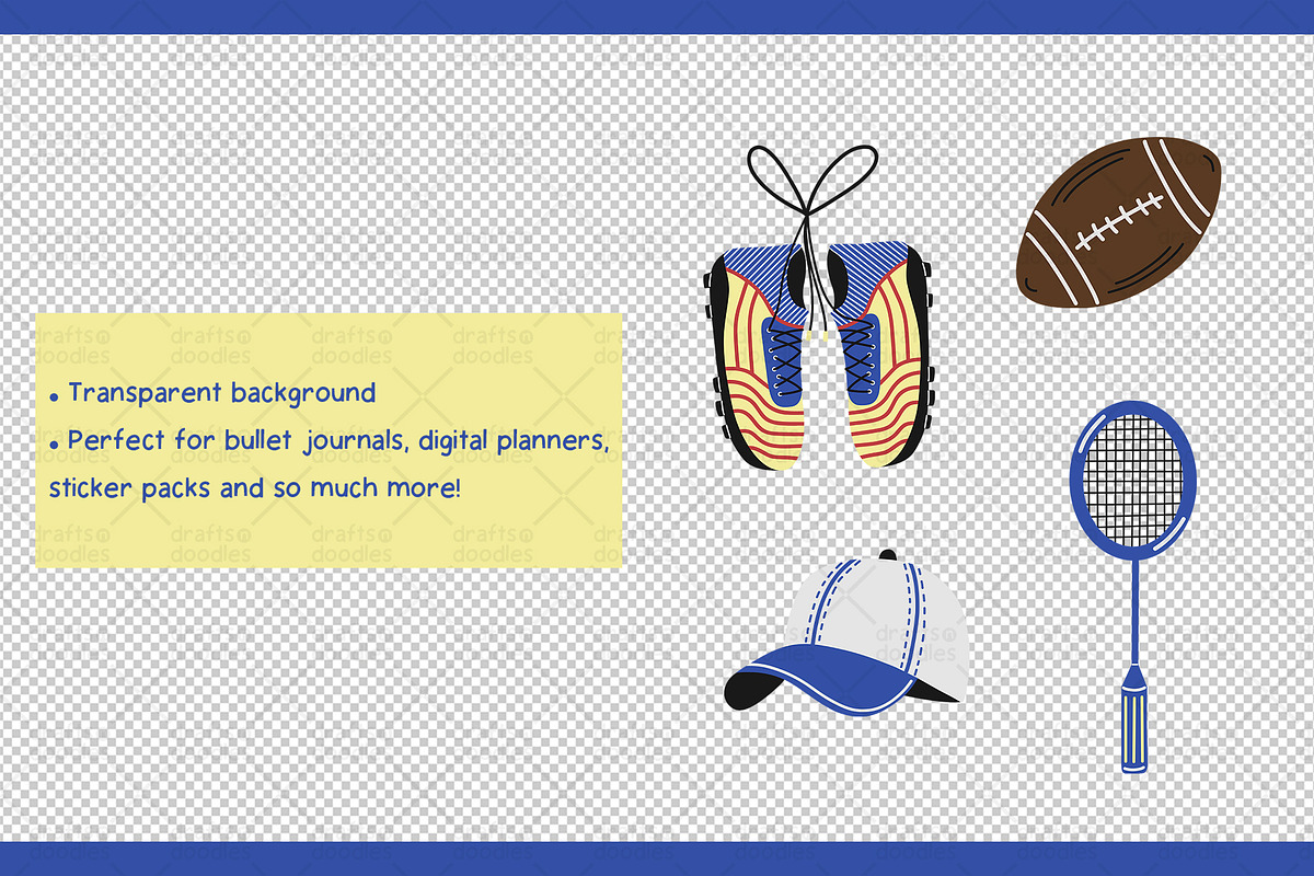 Sports Equipment Graphic Set, a Pattern Graphic by Drafts n Doodles (Photo 3 of 11)
