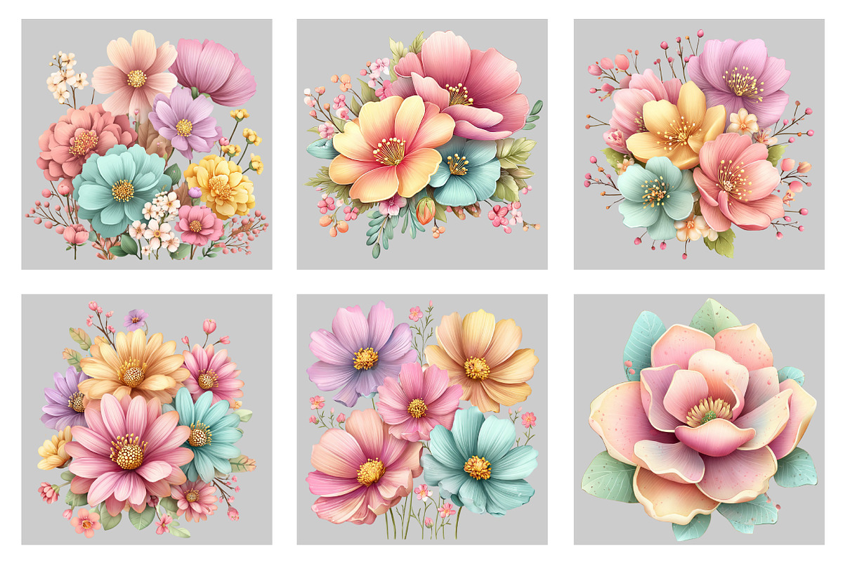 Watercolor Flower Clipart PNG, an Illustration by Black Bird Studio (Photo 5 of 5)