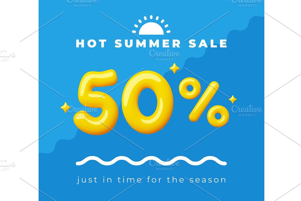 Discount poster with cartoon 3d, an Object Illustration by YummyBuum