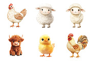Watercolor Farm Animal Clipart, a Transportation Illustration by SinaCreation (Thumbnail 5 of 6)