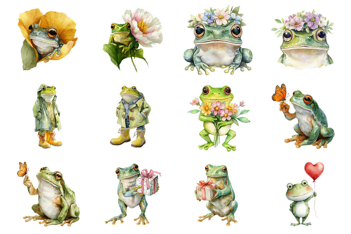 Cute Frog Clipart, an Illustration by Design Market (Photo 3 of 3)