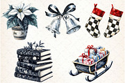 Black and White Christmas Clipart, an Illustration by Libby Wishes (Thumbnail 2 of 7)