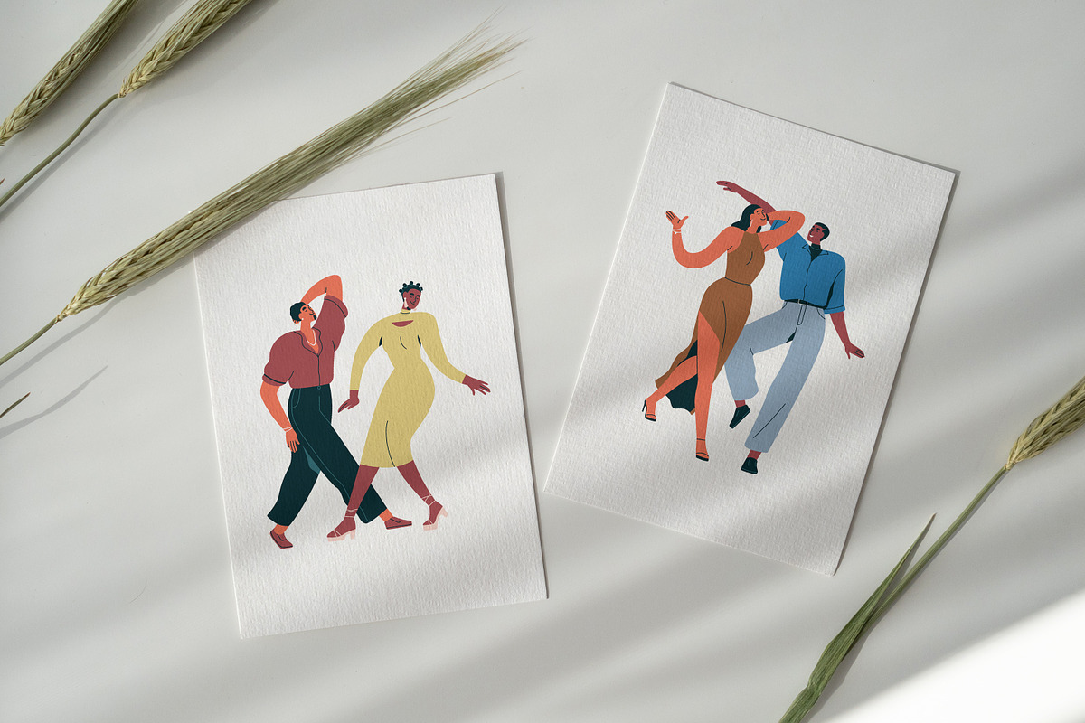 Happy couples dancing at party set, a Person Illustration by Good Studio (Photo 5 of 5)