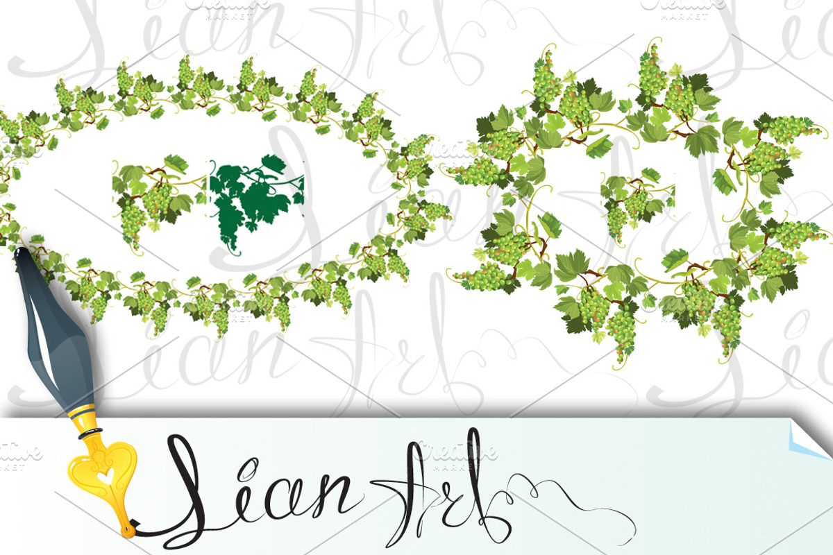 2 Oval Grapes frames, a Decorative Illustration by Lian-art