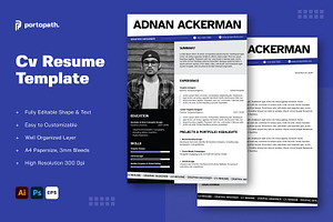 Cv Resume Template, a Resume Template by Portocraft
