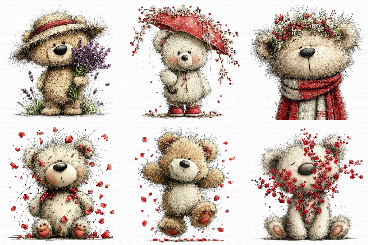 Whimsical Spring Teddy Bear Clipart, an Illustration by Libby Wishes (Photo 5 of 7)