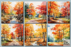 Watercolor Maple Trees Fall