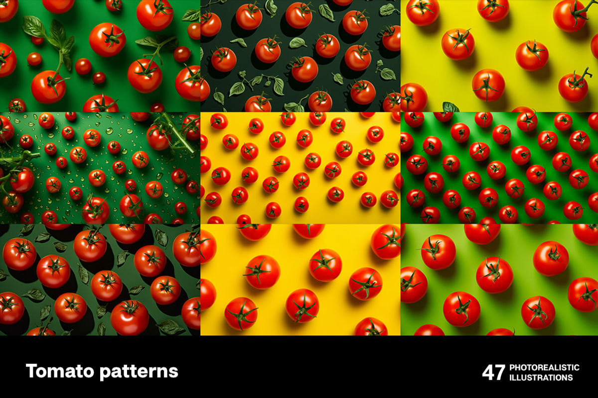 Tomato Patterns. 47 images, a Food Illustration by Handmadefont (Photo 2 of 11)