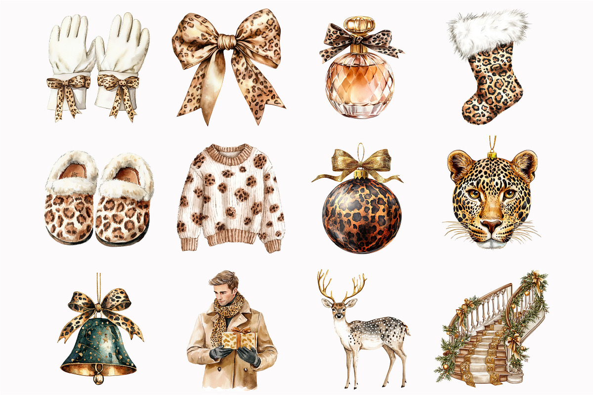 Wild Leopard Christmas Clipart, a Seasonal Illustration by Design Market (Photo 5 of 5)