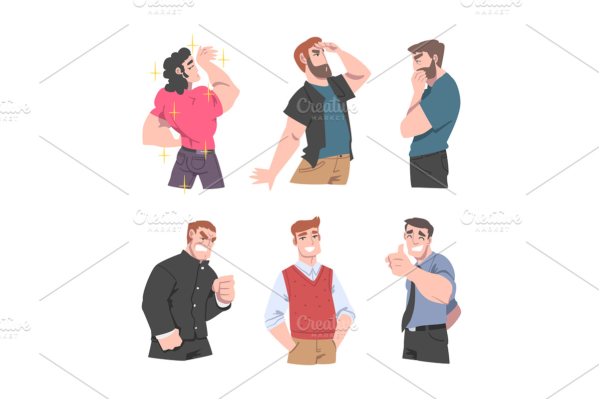 Man Character with Different Face, a Person Illustration by TopVectors