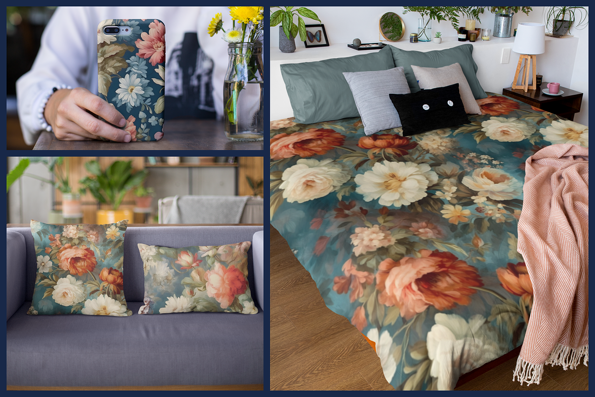 Vintage Floral Wallpaper Patterns, a Pattern Graphic by NadiaTheronArt (Photo 4 of 5)