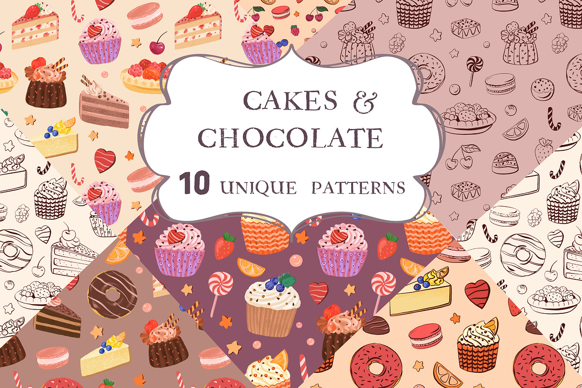 Cakes & Chocolate Patterns, a Pattern Graphic by Irina Diasli (Photo 1 of 7)