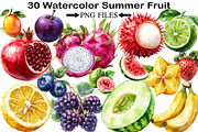 Watercolor Summer Fruit Clipart, an Illustration by Black Bird Studio (Thumbnail 1 of 5)
