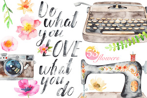watercolor craft + flower set