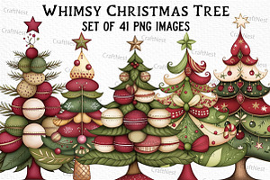 Whimsy Christmas Tree Clipart, an Illustration by Craft Nest