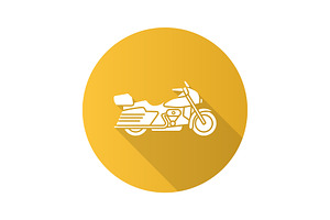 Motorbike Flat Design Long Shadow Glyph Icon