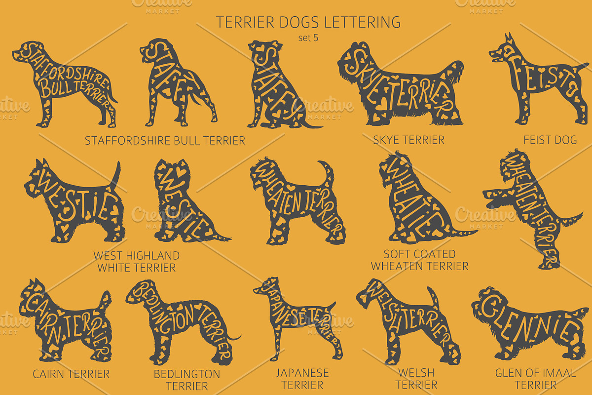 Terrier dogs Silhouettes, an Animal Illustration by pet design shop (Photo 6 of 13)