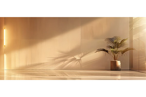 Modern Beige Interior with Plant and, a Nature Photo by piter.goskov