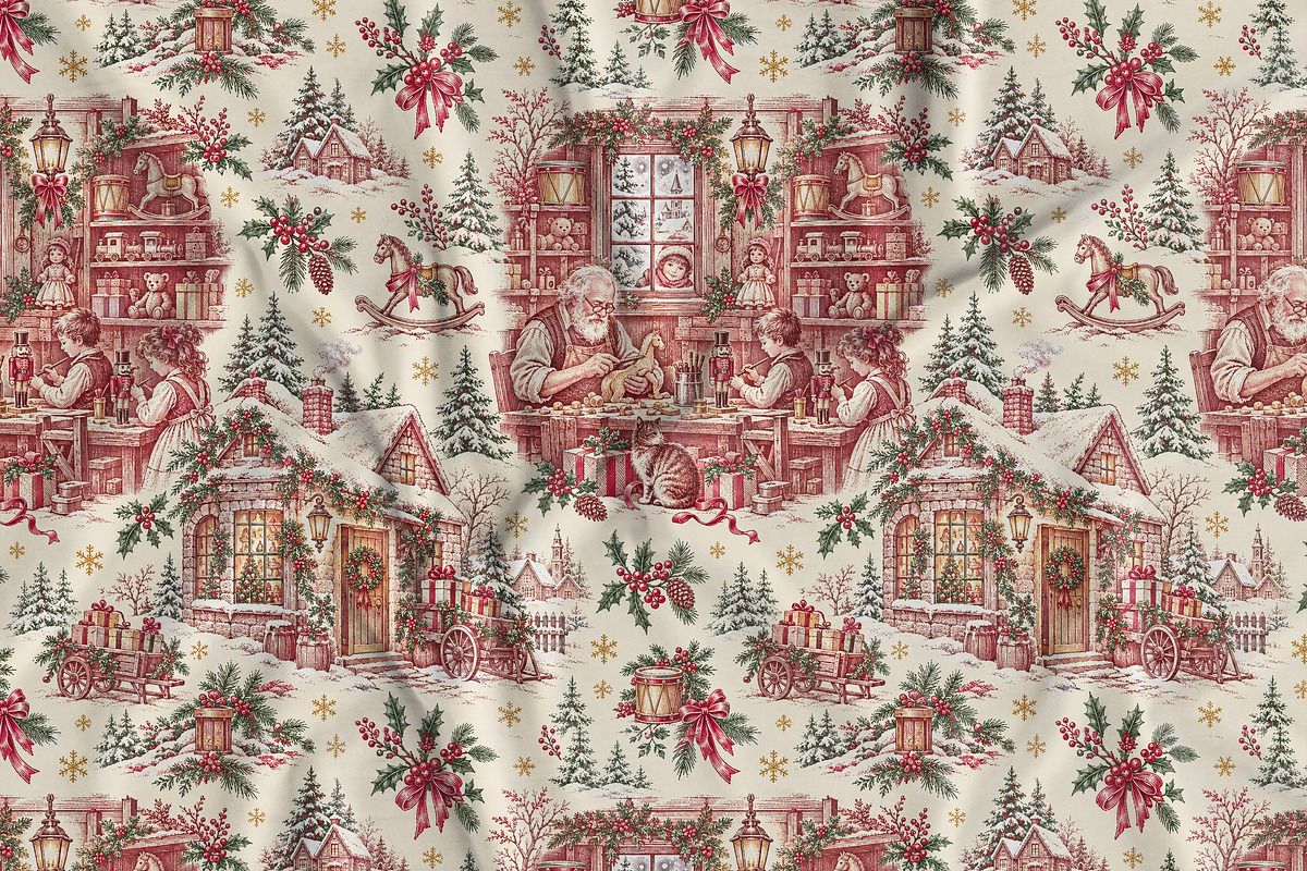 Vintage Holiday Toile Pattern Bundle, a Pattern Graphic by Olya Creative (Photo 30 of 31)