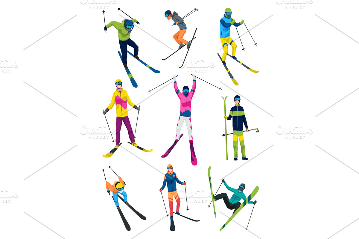 Skier, icon set. Sportsman, a Sport Illustration by Things for designers