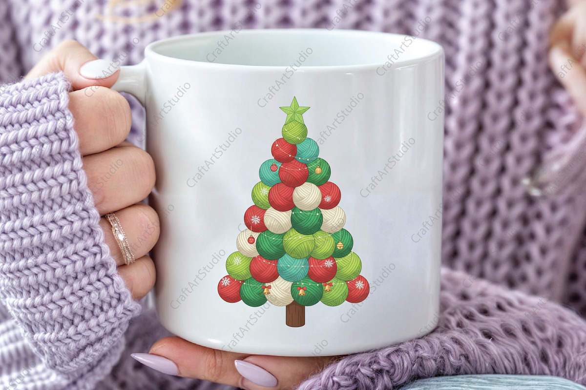 Yarn Christmas Tree PNG, an Illustration by CraftArtStudio (Photo 2 of 4)